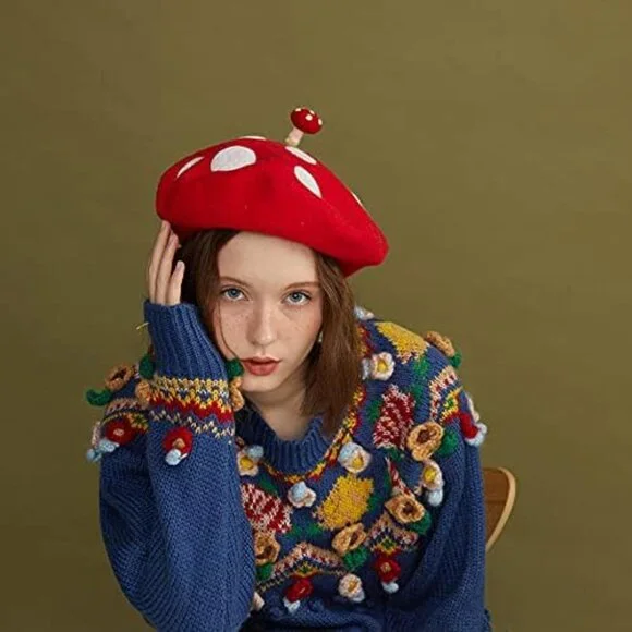 7829 Japan Lolita Vintage Funny Frog Hat Beret Cap For Women Painter 41NHzborgbL._AC_UY1000_.jpg main image 3
